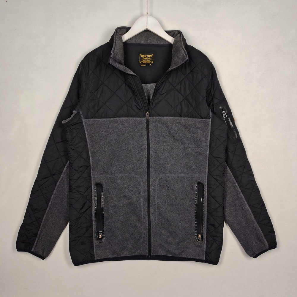 Burton Pierce Fleece DryRide Hybrid Quilted Full Zip Jacket Mens L Black Grey